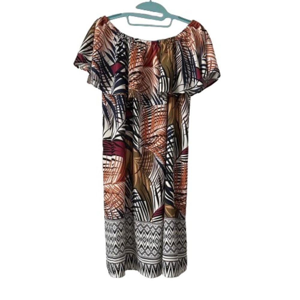 beachlunchlounge Women Small Boho Midi Summer Beachwear/Streetwear Ruffle Dress
